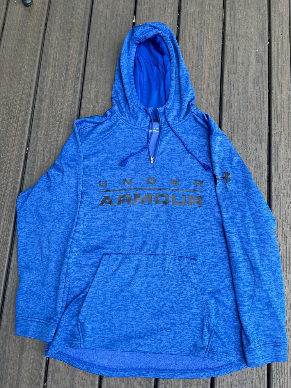 Blue Under Armour Men's Armour Fleece® Twist Hoodie quarter-zip front pocket XL